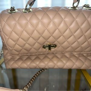Tan Quilted Crossbody/Shoulder Handbag